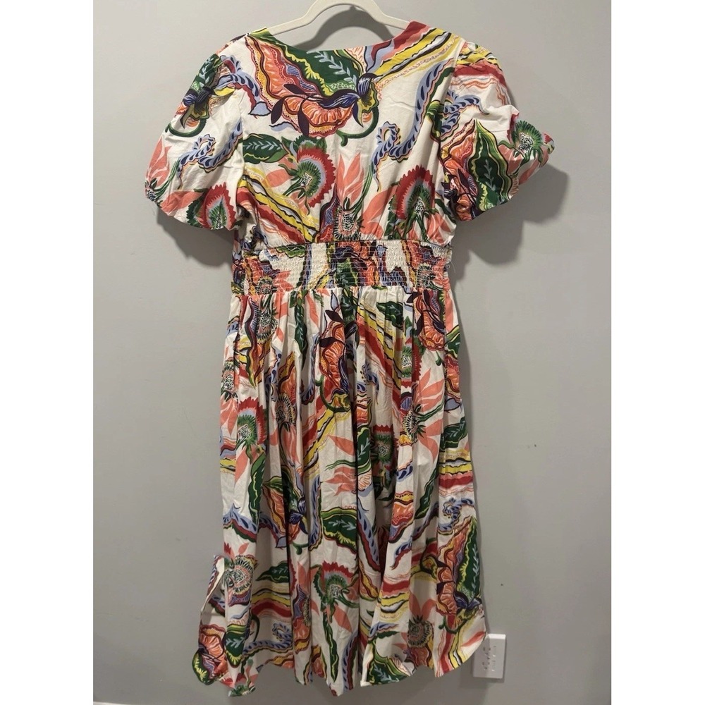 Anthropologie The Katerina Button Front Dress Floral Puff Cream Motif LP *Read - Picture 7 of 10